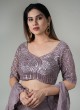 Dusty Lilac Embroidered Crop Top Palazzo Set With Dupatta